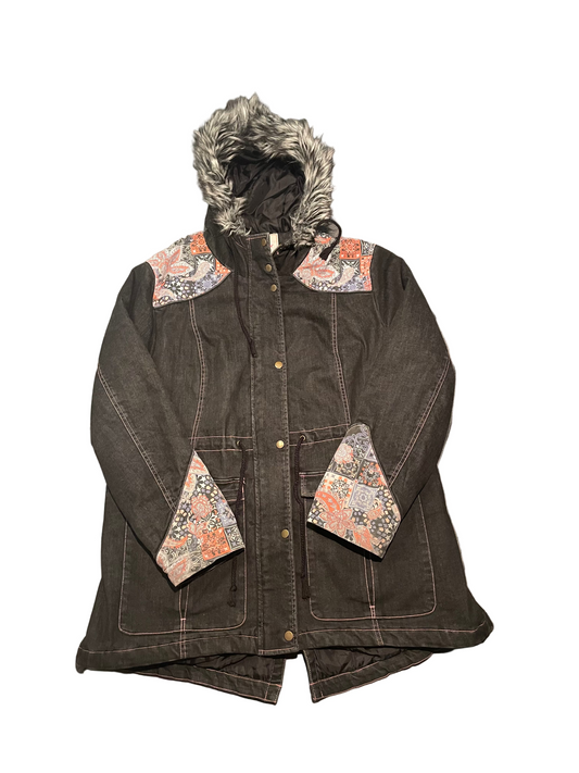 John Baner Denim Hooded Retro Ski Jacket, Ladies XL