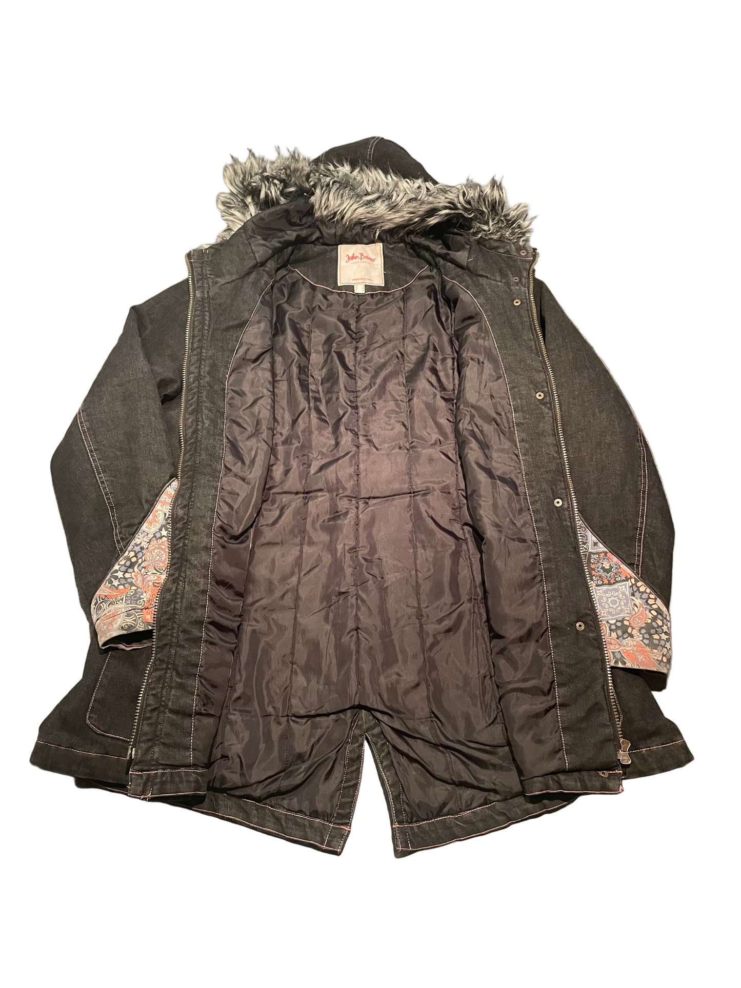 John Baner Denim Hooded Retro Ski Jacket, Ladies XL