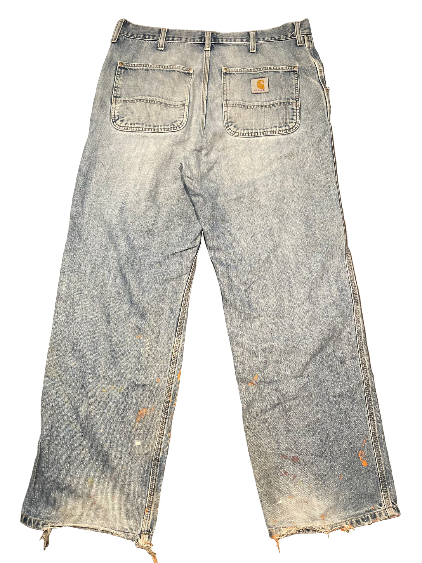 Carhartt Blue Workwear Paint Splattered 100% Cotton Jeans, W34 L30