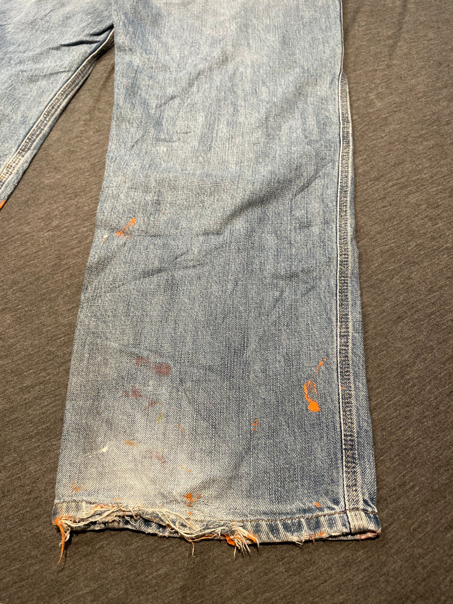 Carhartt Blue Workwear Paint Splattered 100% Cotton Jeans, W34 L30
