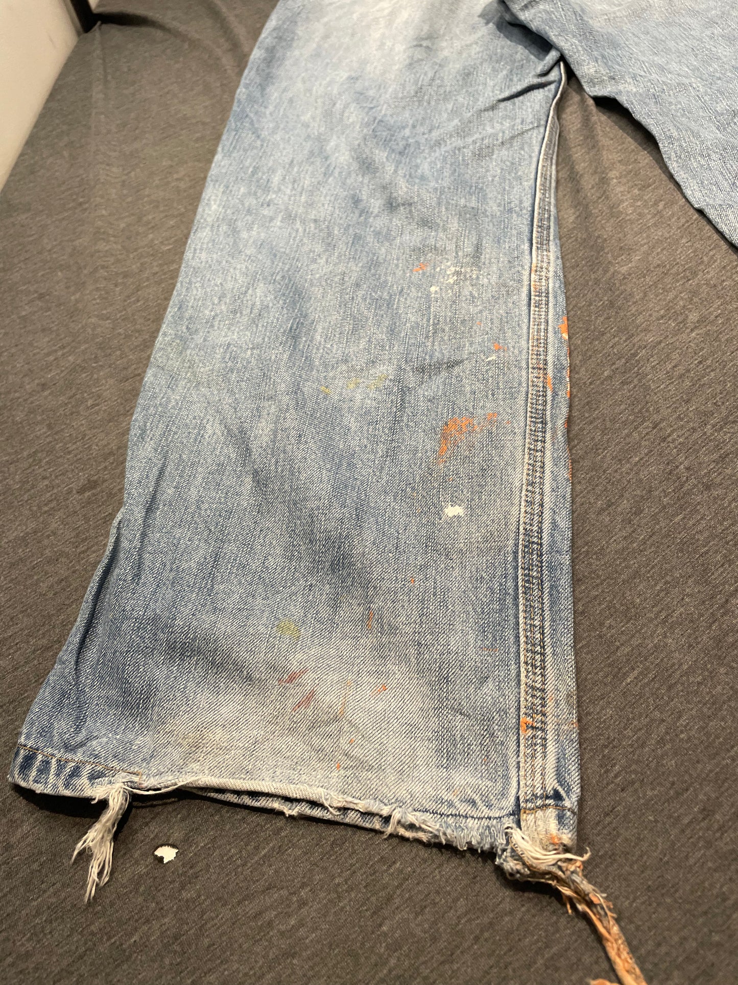 Carhartt Blue Workwear Paint Splattered 100% Cotton Jeans, W34 L30