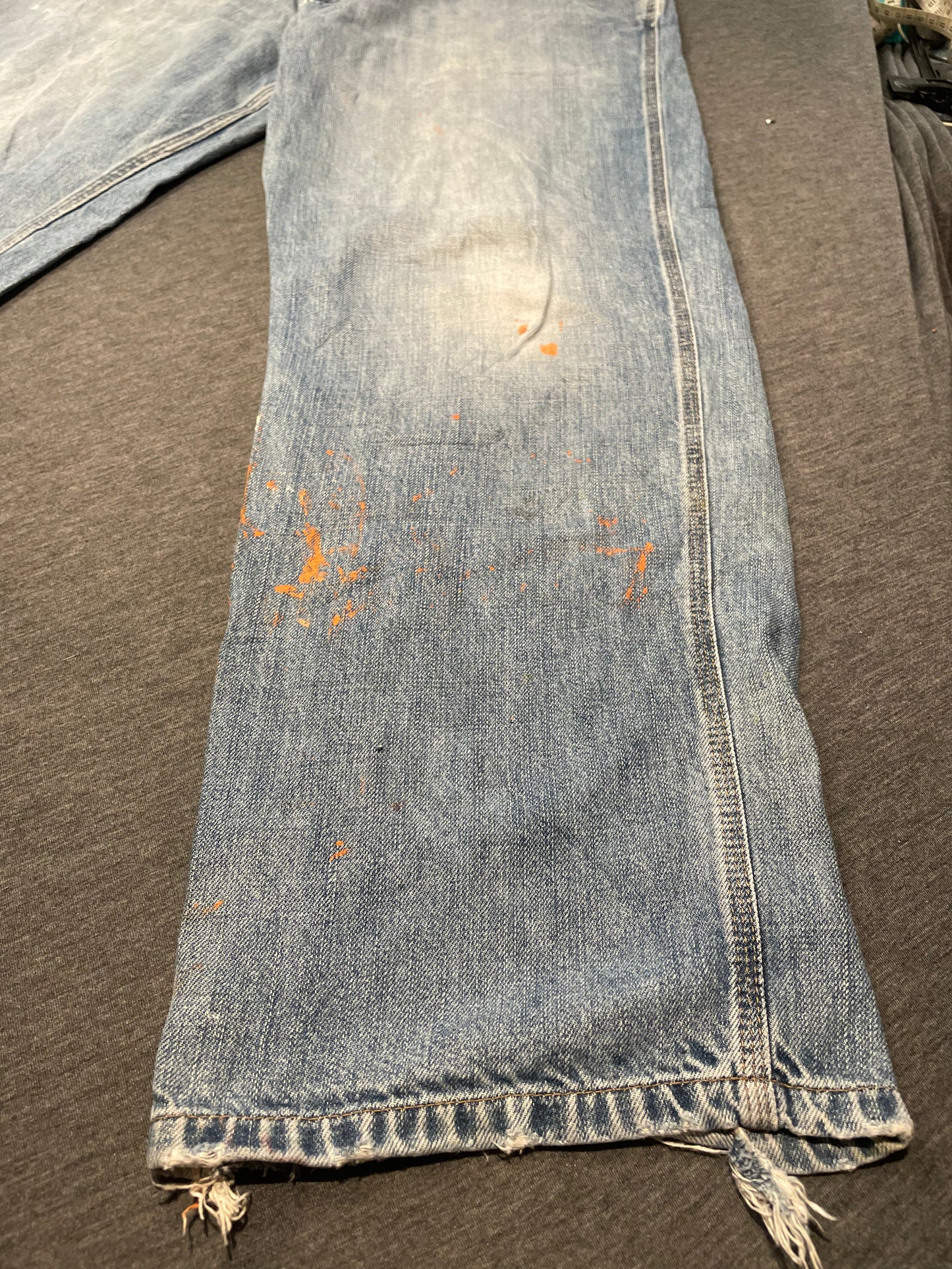 Carhartt Blue Workwear Paint Splattered 100% Cotton Jeans, W34 L30