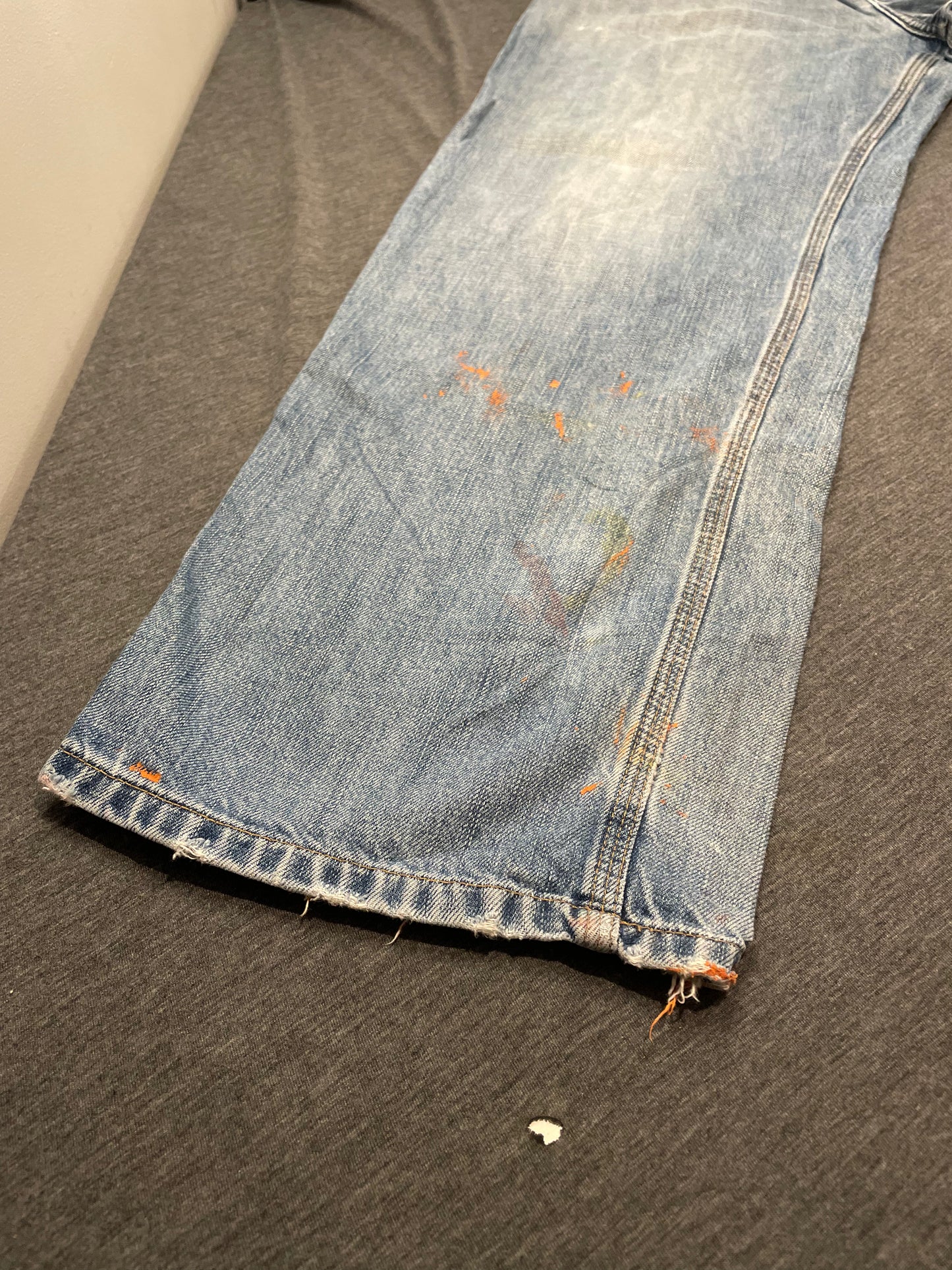 Carhartt Blue Workwear Paint Splattered 100% Cotton Jeans, W34 L30