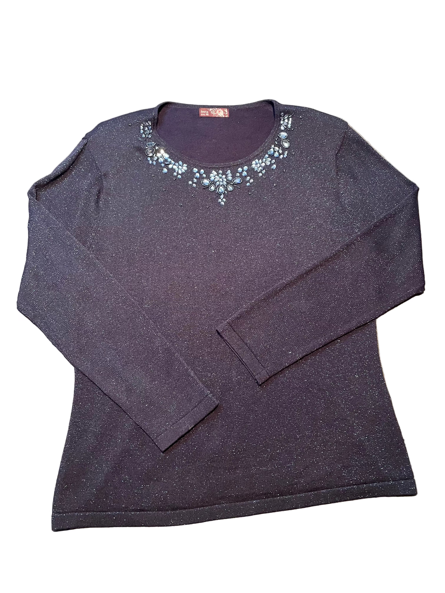 Ladies Y2K Knitted Long Sleeve, Shoulder Pads, Size 18