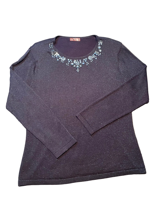 Ladies Y2K Knitted Long Sleeve, Shoulder Pads, Size 18