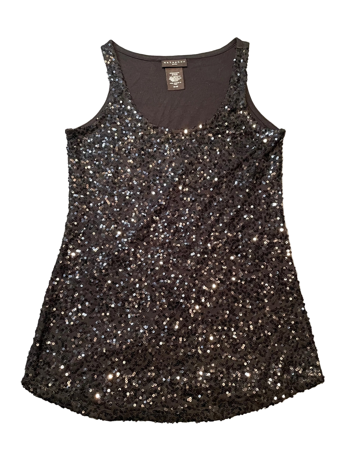 Ladies Y2K Black Sequin Cami Top, S