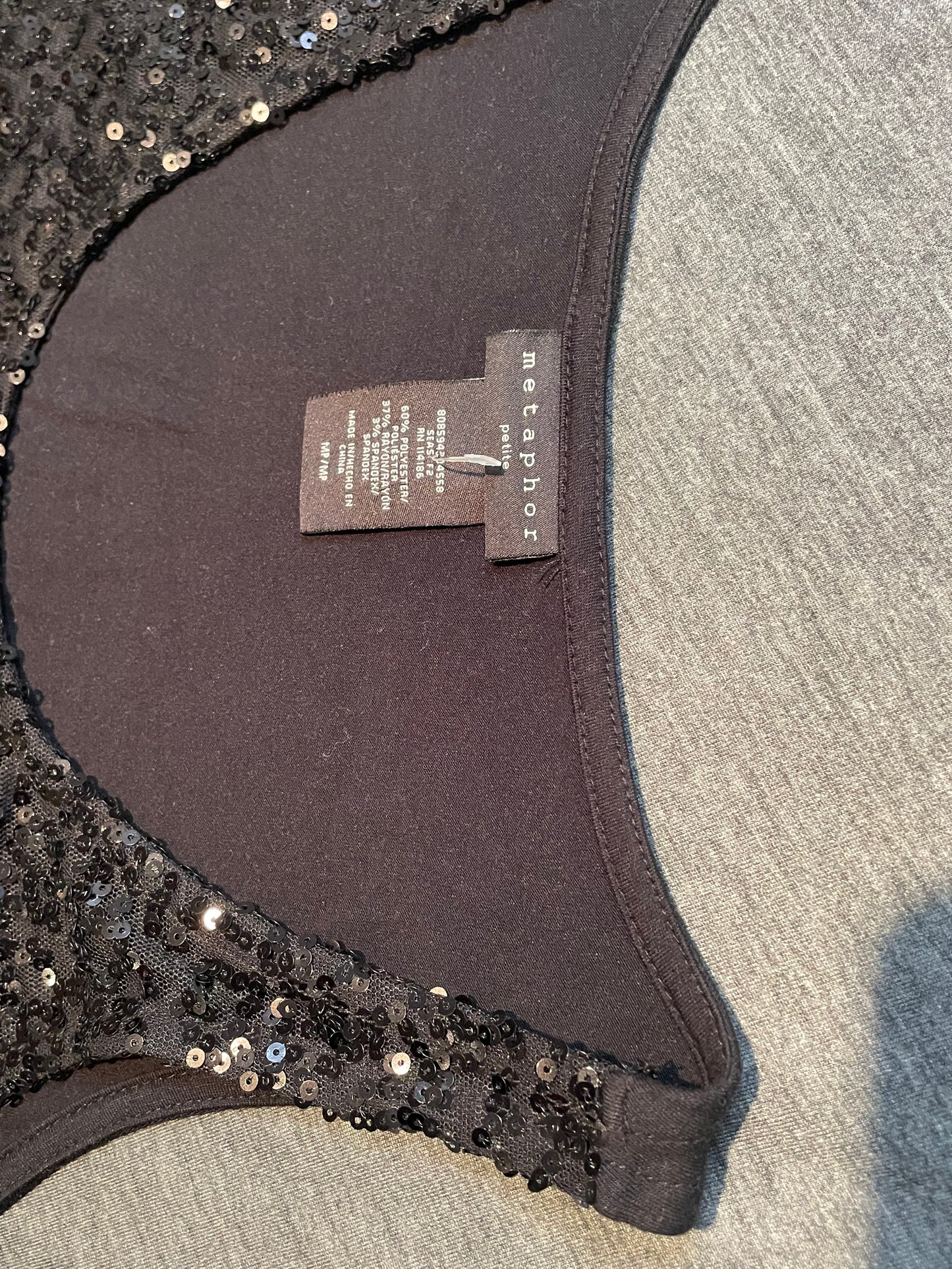 Ladies Y2K Black Sequin Cami Top, S