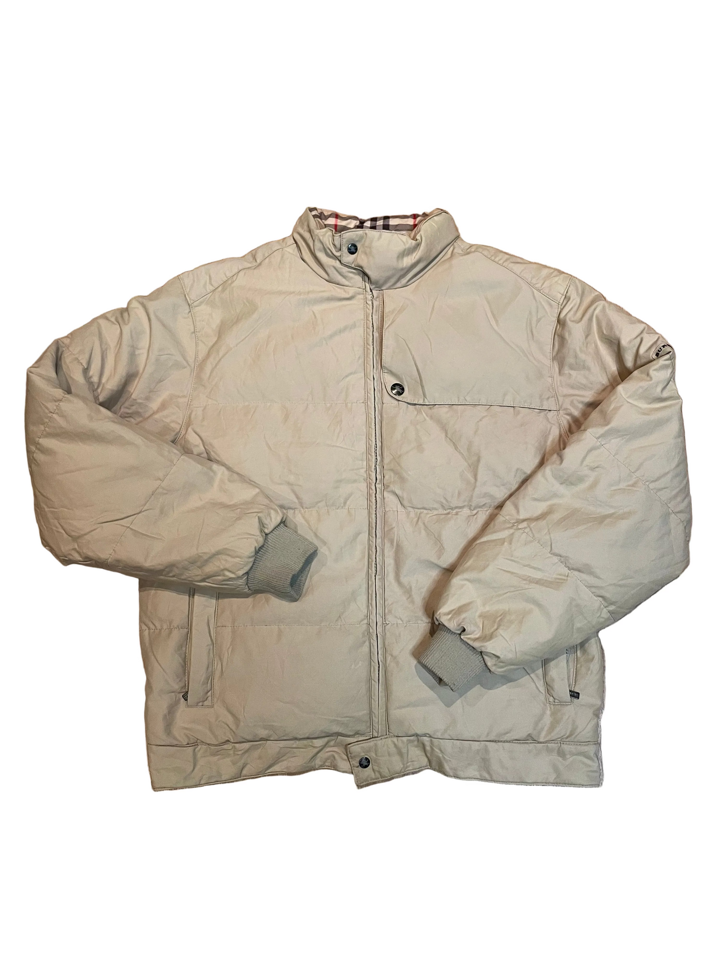 Burberry Doudone Puffer Down Jacket, Cream, Size S/M