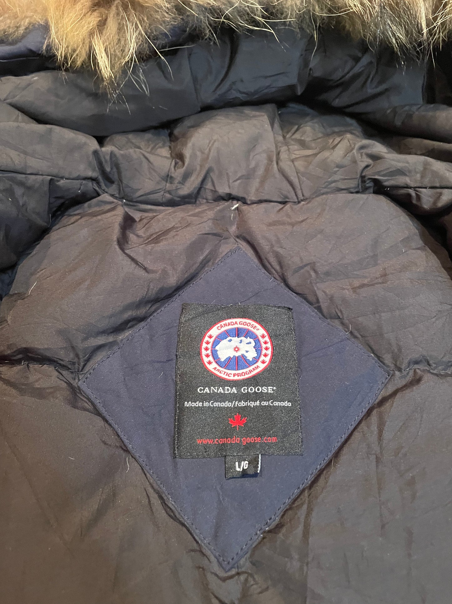 Canada Goose Expedition Parka, Coyote Trim, Navy, Size L