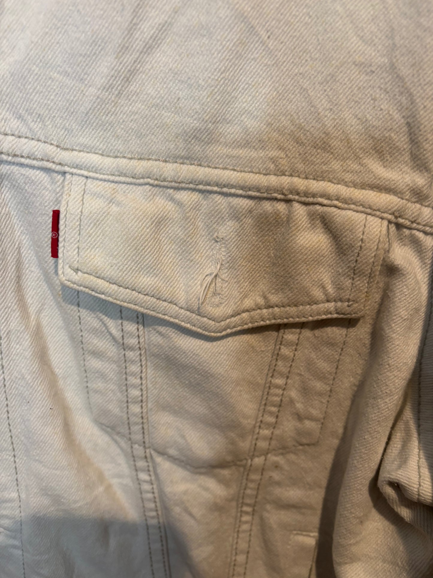 Levis White Denim Jacket, Mens XL