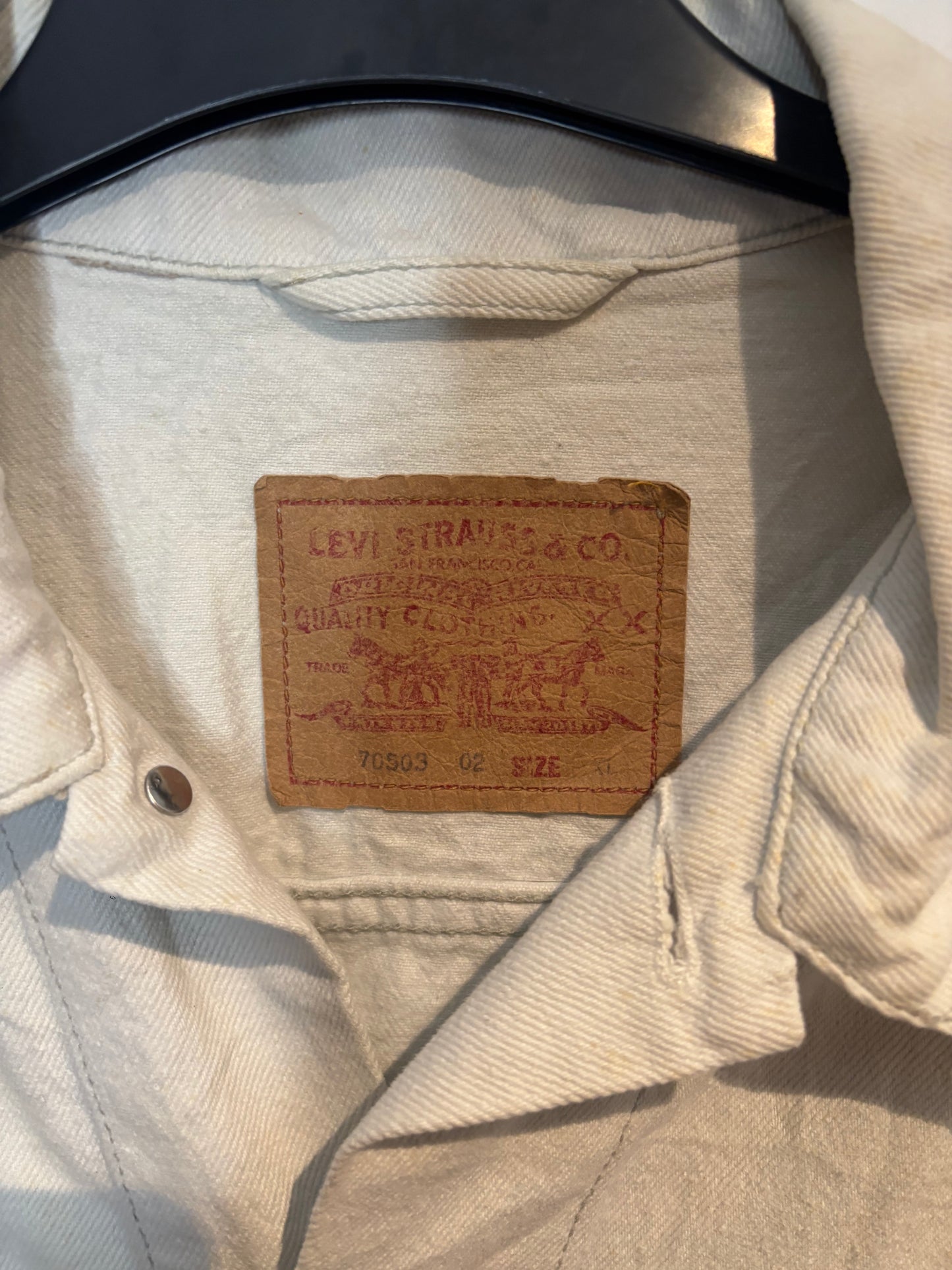 Levis White Denim Jacket, Mens XL
