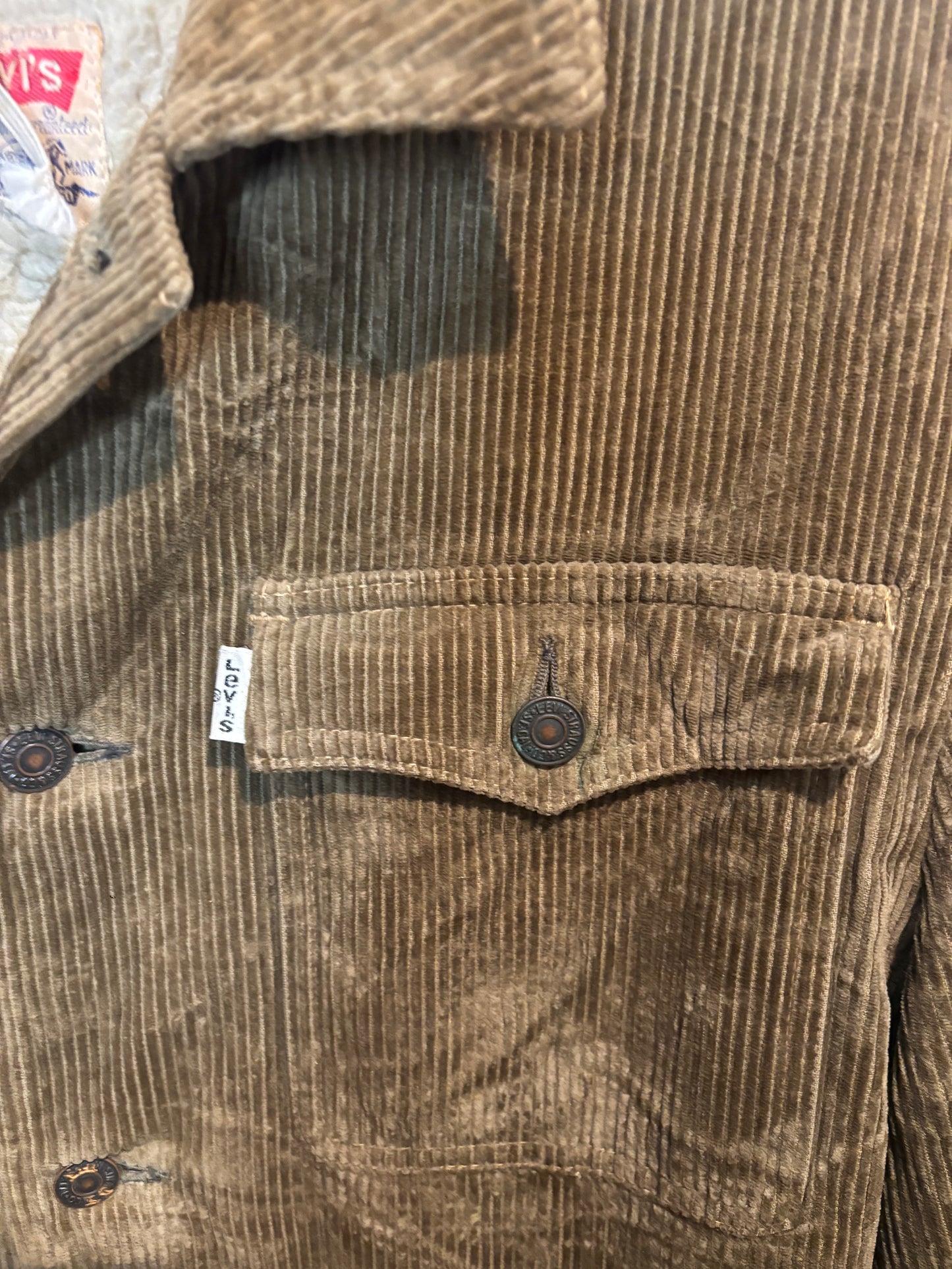 Levis Corduroy Jacket , Wool Lined, Brown, Mens S