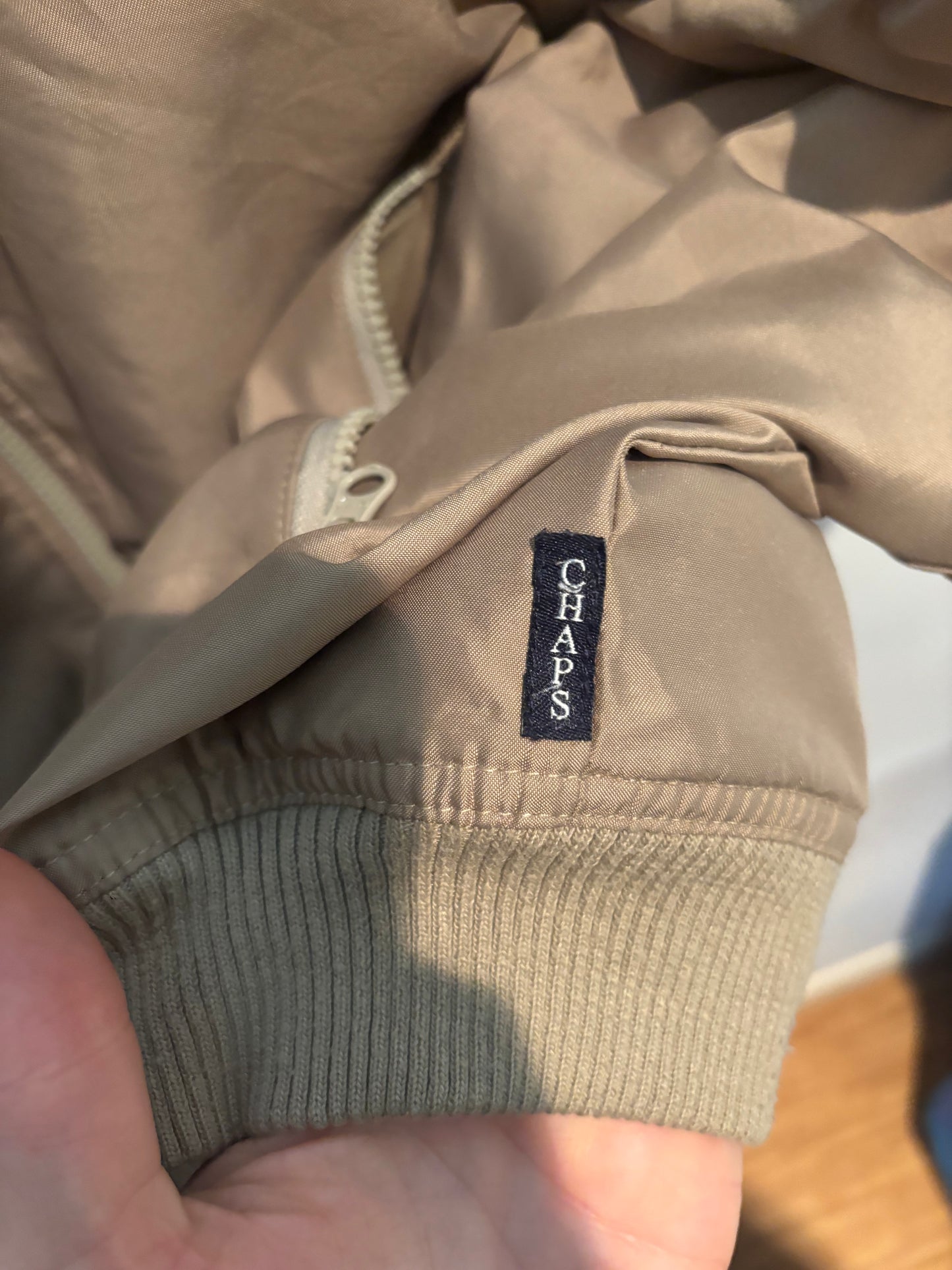 Chaps Bomber Jacket, Fleece Lined, Cream, L