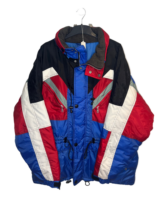 Crane Sports Retro 90s Ski Instructor Jacket, Red White & Blue, XL