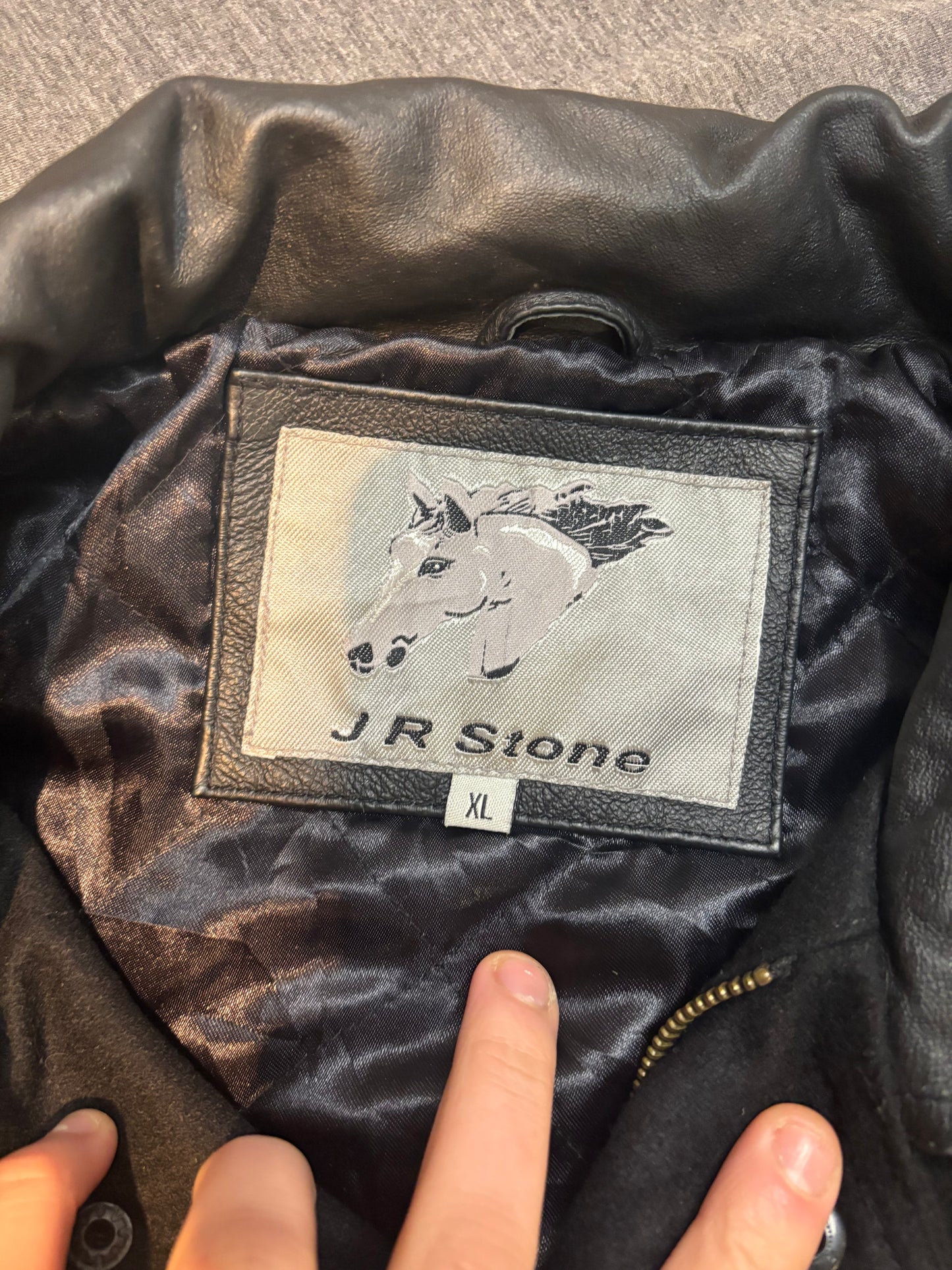 Quilt Lined Varsity Jacket Leather Sleeves, XL