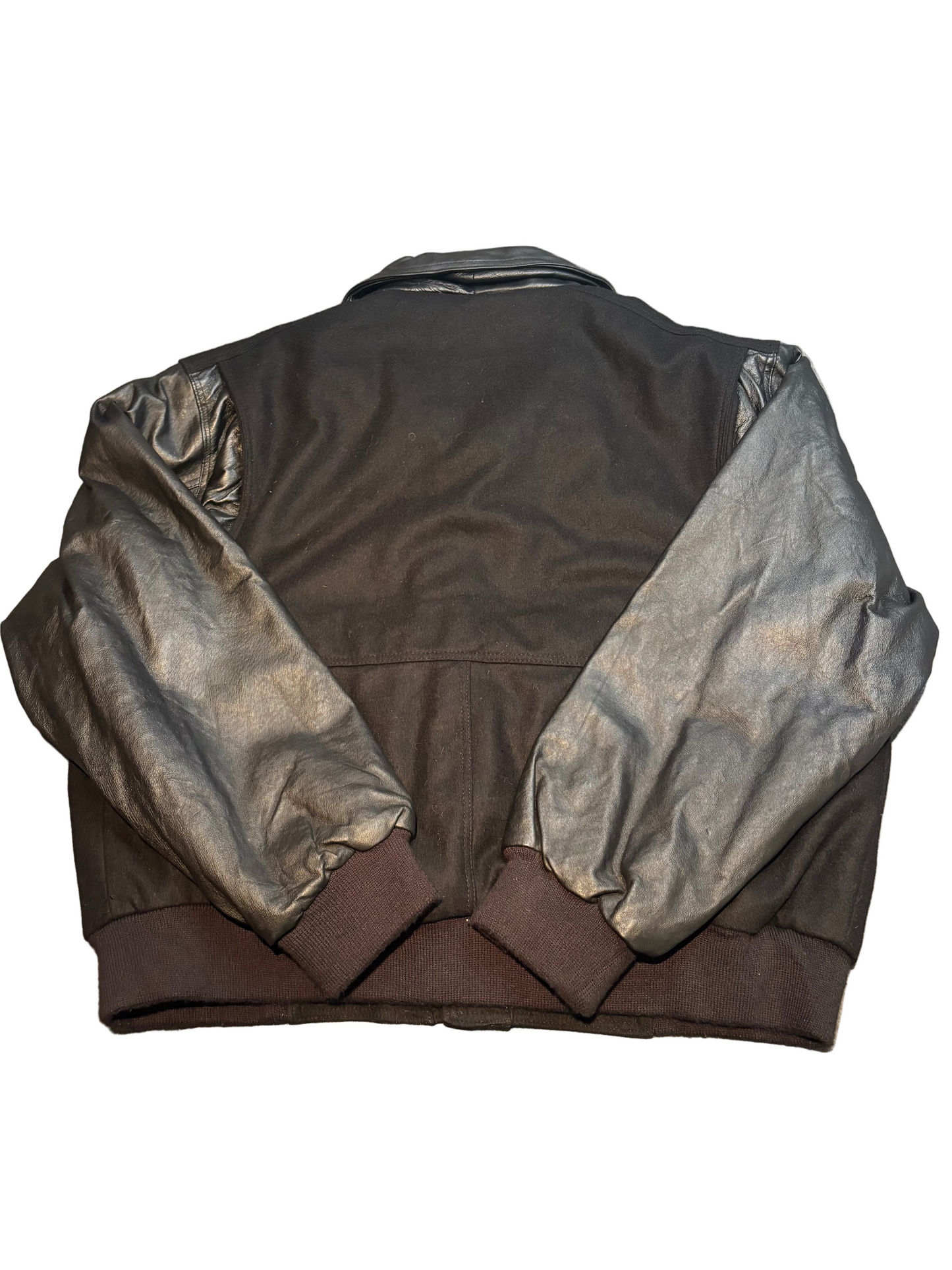 Quilt Lined Varsity Jacket Leather Sleeves, XL