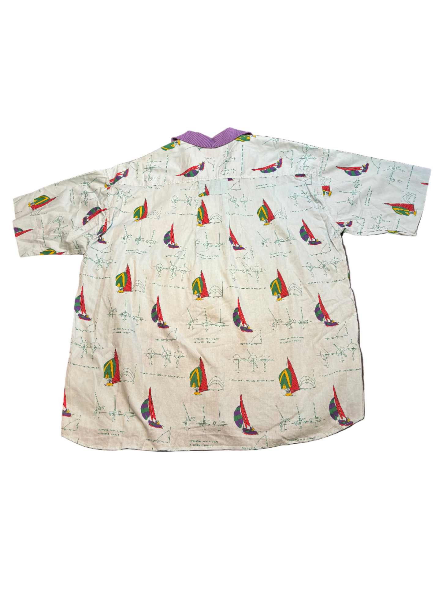 Button Up Sailing Graphic Shirt, Ladies XL