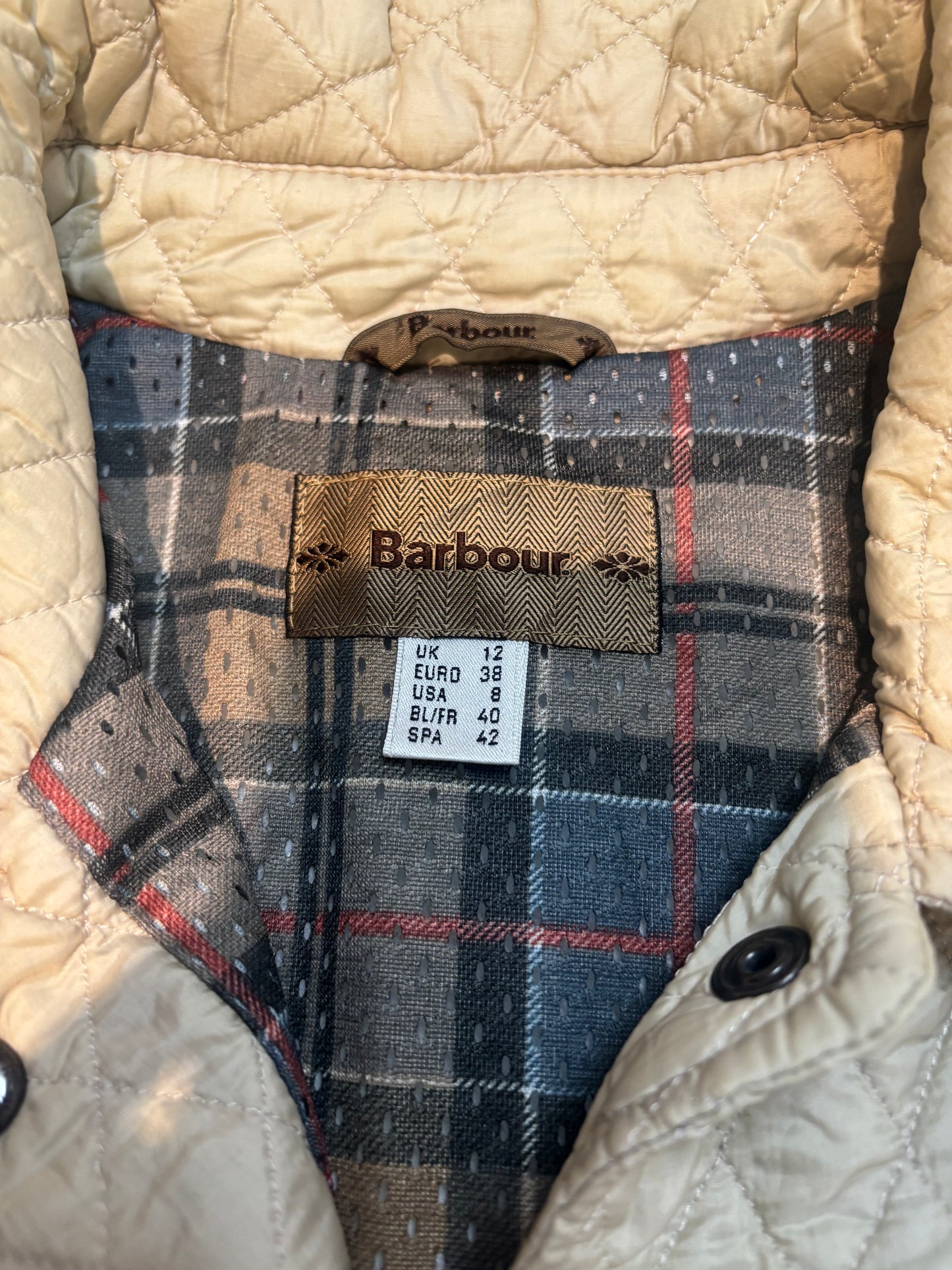 Barbour Cream Quilt Jacket, Size 12
