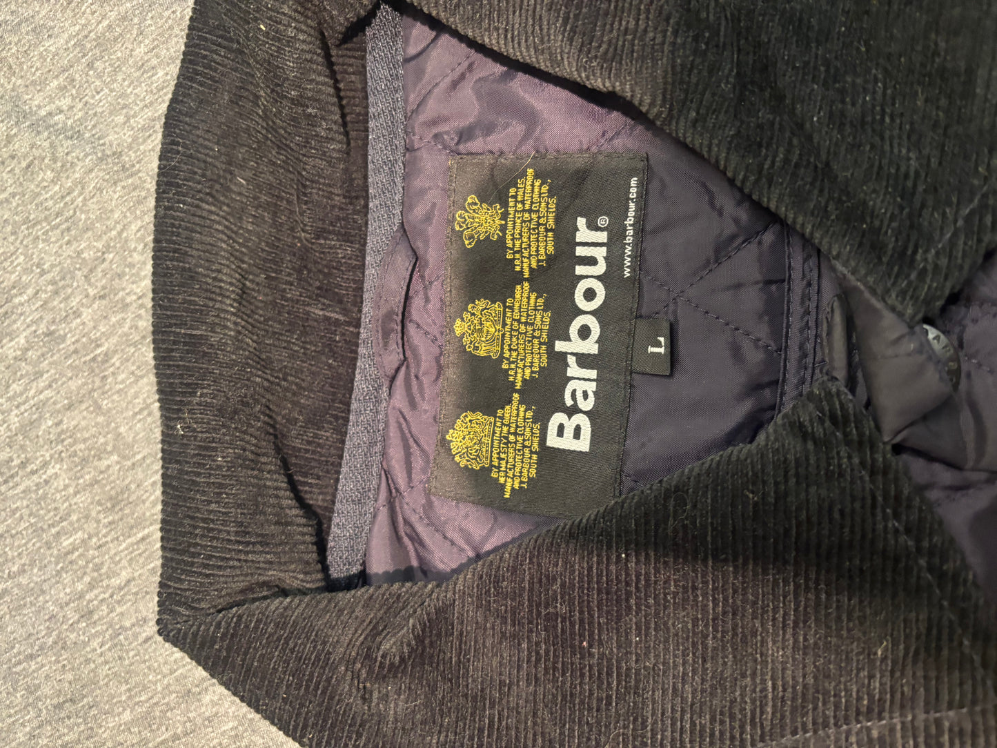 Barbour Navy Quilted Jacket, Size L